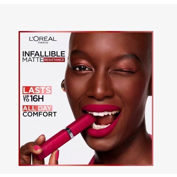 New L’Oréal Lipstick Red 420 Le Rouge Paris Infalible Matte Resistance 2 Lipstic - Picture 9 of 9